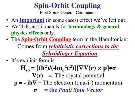 Ppt Spin Orbit Coupling Powerpoint Presentation Id1011211