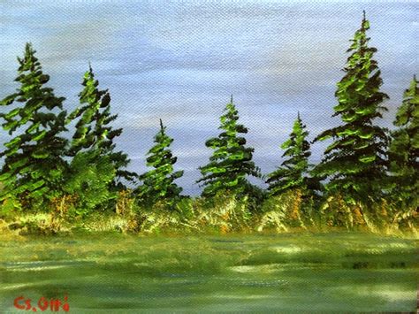 Pine Trees Oil Painting Painting Art Drawings Oil Painting