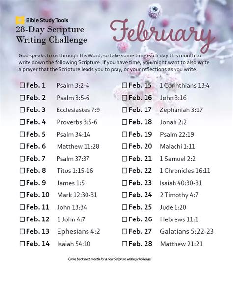 Februarys 28 Day Scripture Writing Challenge Bible Study Tips