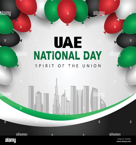Happy National Day Uae Vector Illustration Flag And City Poster
