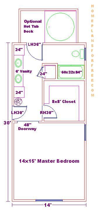 The master bedroom plans with bath and walk in closet is one of the most trendy and widely used floor plans for the master bedroom. 14x30 Master Bedroom and Bathroom Free Floor Plan with ...