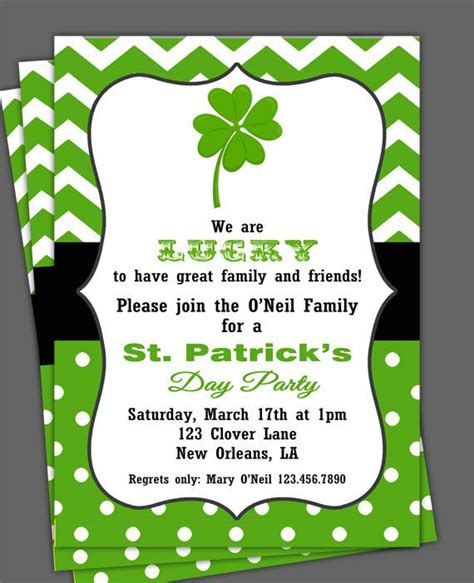 St Patricks Day Invitation Printable Or Printed With Free Shipping