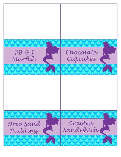 Mermaid Food Labels Printable Mermaid Tent Cards Buffet Candy Bar Labels Instant Download Pink