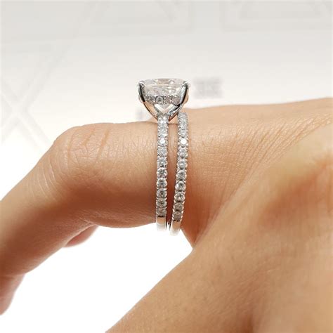 Incredible Carat Hidden Halo Oval Forever One Set Engagement Ring