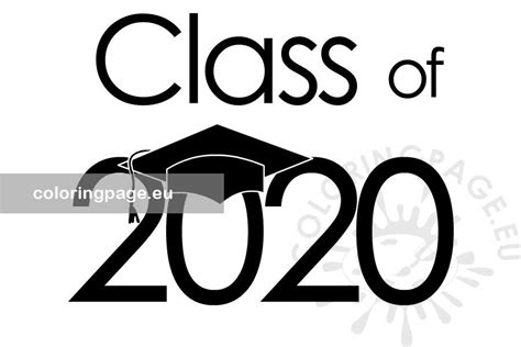 Class Of 2020 With Graduation Cap Coloring Page