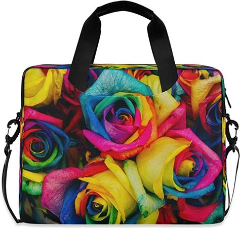 Lelego Colorful Floral Rose Laptop Bag Laptop Shoulder Bag