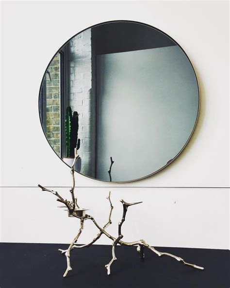 Orbis™ Round Black Tinted Customisable Contemporary Mirror With Brass