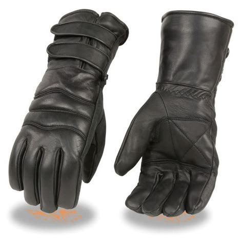 milwaukee leather men s leather gauntlet gloves w long double strap cuff