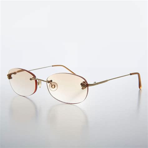 Oval Reading Glasses With Color Tinted Rimless Lens Lonnie Sunglass Museum