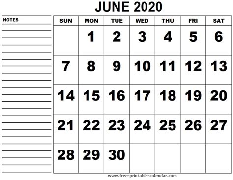 June 8 2020 Calendar Month Calendar Printable