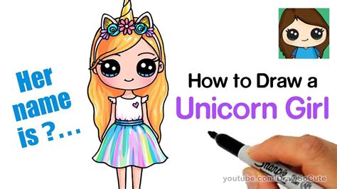 How To Draw A Unicorn Cute Girl Easy Youtube Cute Girl