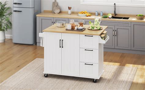 Yaheetech Kitchen Island With Drop Leaf Breakfast Bar 53