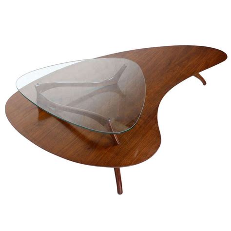 Coffee table furniture made from reclaimed wood, fallen trees, salvage art, recycled furniture, green organic by design coffee table. Mid-Century Modern, Kidney Organic Shape, Walnut Coffee ...