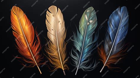Premium Ai Image Artwork Featuring Three Feathered Quills With The