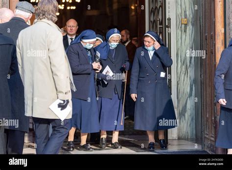 Catholic Nuns Leaving Westminster Cathedral Following The Funeral