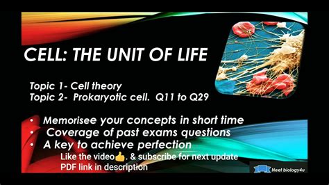 Cell The Unit Of Life Topic 1 Class 11 NCERT Mcqs For NEET YouTube