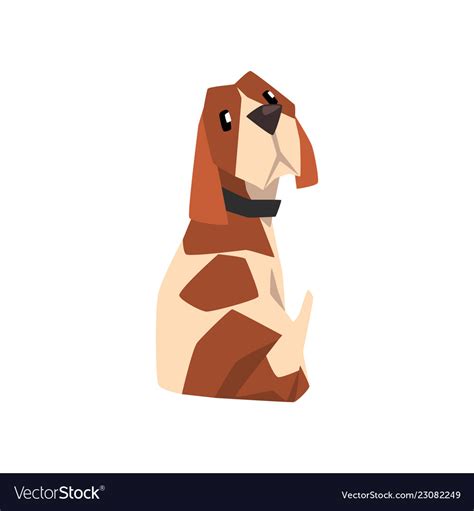 Beagle Dog Sitting And Looking Back Cute Funny Vector Image