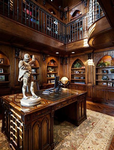 Mediterranean Style Two Story Study With Loft Library Home Library