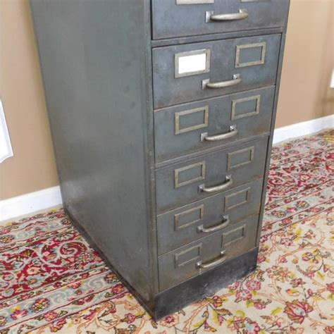 Preprinted top tabs in assorted. 1930s Industrial Shaw Walker Steel Dual 9 Drawer Index ...