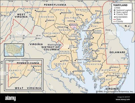 Mapa Político De Maryland Fotografía De Stock Alamy