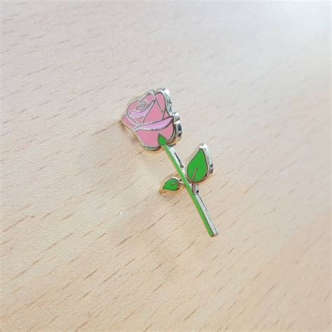 Rose Pin Pink Rose Red Rose Flower Pin Floral Enamel Etsy