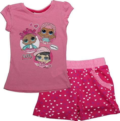 Lol Surprise Doll Girls Kids Short Sleeve Pyjama Set With Pockets Pink