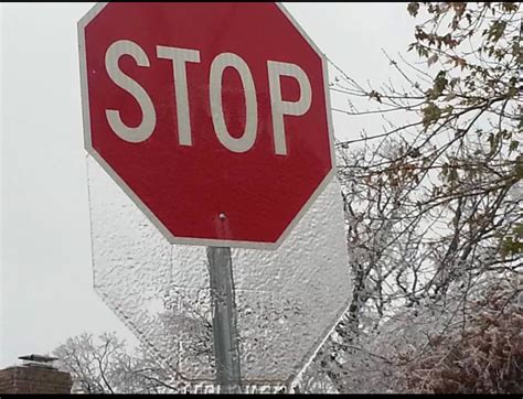 Ice Melting On A Stop Sign Mildlyinteresting
