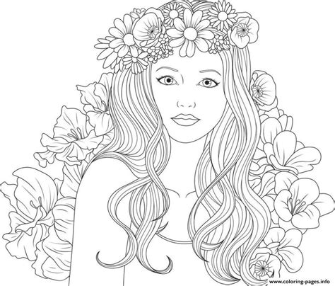 Get This Coloring Pages For Teenage Girl Easy Young Girl With Flower
