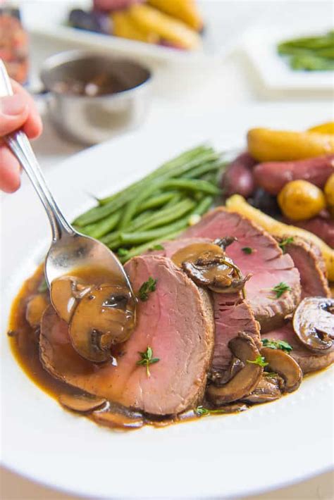 Add the wine, beef broth, thyme sprigs, salt, pepper and sugar, and bring to a boil. Beef Tenderloin with Mushroom Pan Sauce #beef # ...