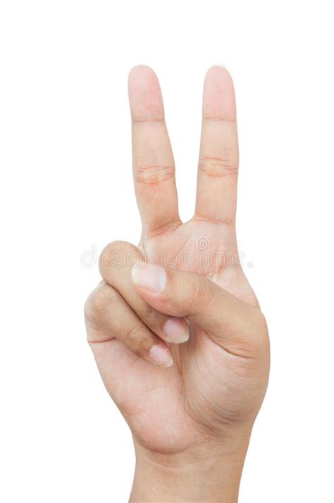 Hand With Two Fingers Up In The Peace Or Victory Symbol Stock Image