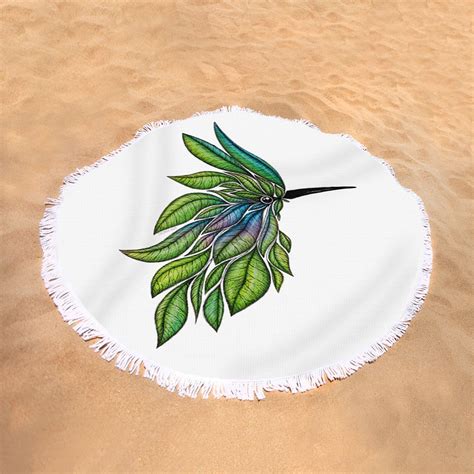 Leafed Birdie Round Beach Towel For Sale By Dovia Art Round Beach