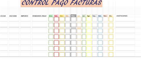 Plantilla Excel Para El Control Del Pago De Las Facturas