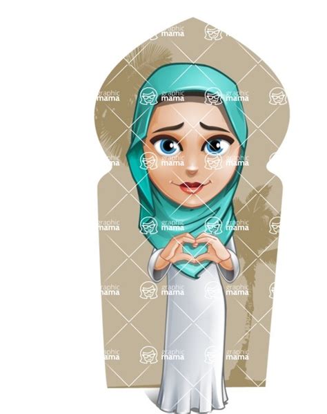 Cute Muslim Girl Cartoon Vector Character Aka Aida The Graceful Shape 6 Graphicmama
