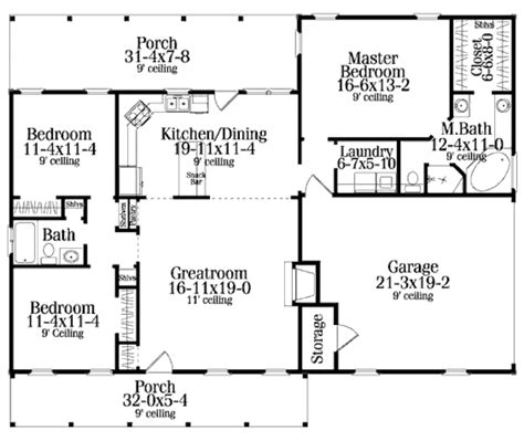 Our simple house plans, cabin and cottage plans in this category range in size from 1500 to 1799 our customers who like this collection are also looking at : Country Style House Plan - 3 Beds 2 Baths 1492 Sq/Ft Plan #406-132 - Eplans.com