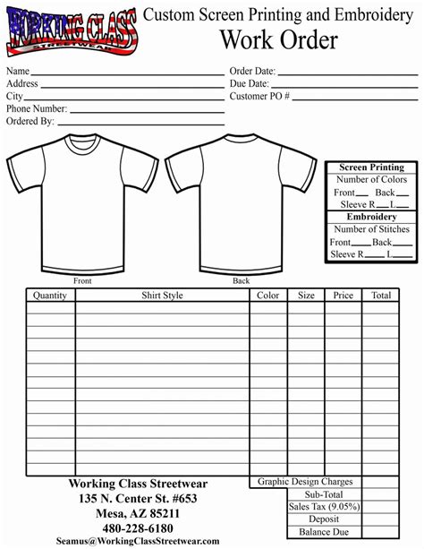 Easily Create And Print A Custom T Shirt Order Form Free Sample
