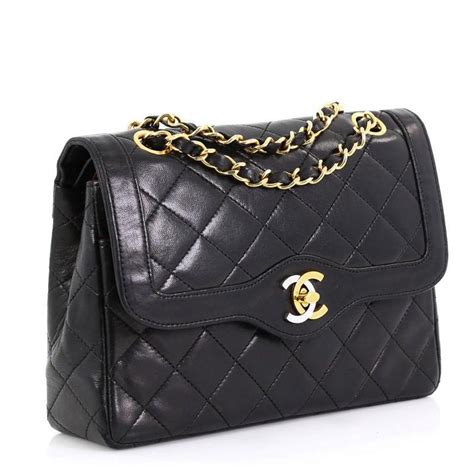 Chanel Vintage Two Tone Cc Flap Bag Quilted Lambskin Small At 1stdibs