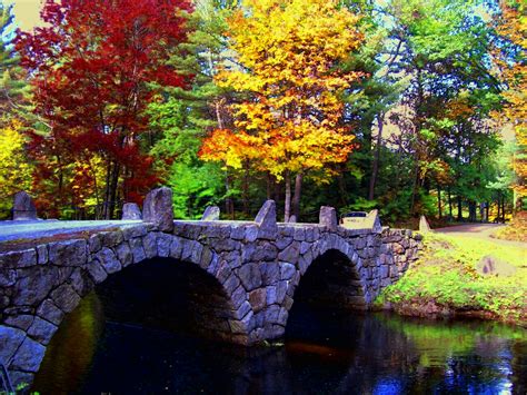 Stone Bridge With Fall Colors New England Today