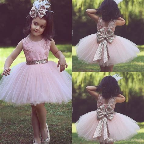 2018 Cute Pink Short Flower Girl Dresses For Country