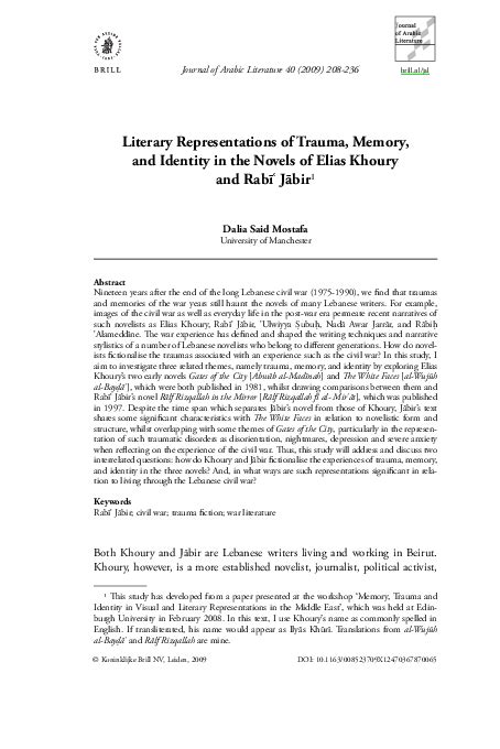 Pdf Literary Representations Of Trauma Memory And Identity In The
