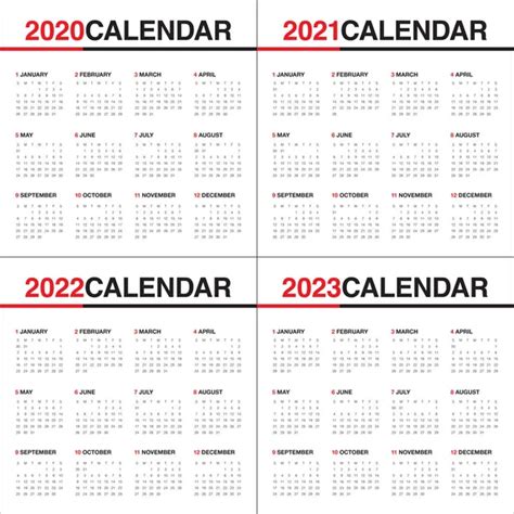 Year 2019 2020 2021 2022 2023 2024 Calendar Vector Design — Stock