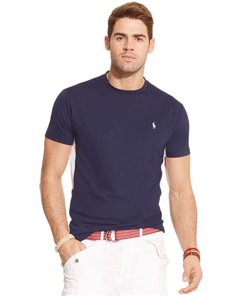 Polo Ralph Lauren Performance Jersey Crewneck T Shirt In French Navy