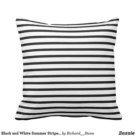Black And White Summer Stripes Outdoor Pillows Striped