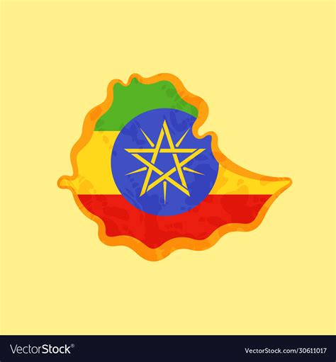 Ethiopia Map Colored With Ethiopian Flag Vector Image