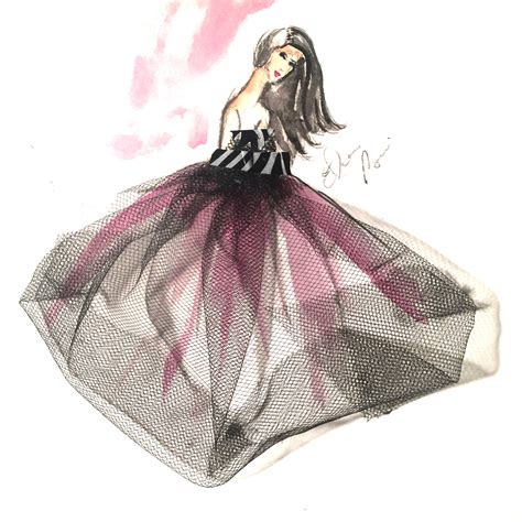 Watercolor And Tulle Dress Fashion Illustration Elaine Leon