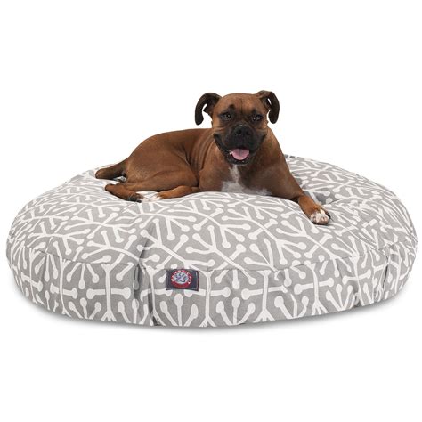 Majestic Pet Aruba Round Dog Bed Treated Polyester Removable Cover Gray