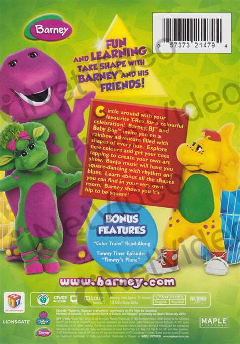 Barney  Shapes And Colors All Around on DVD Movie