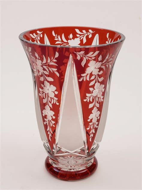 Bohemian Ruby Overlaid Glass Vase Circa 1900 472811