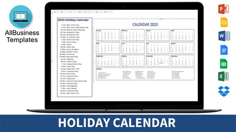 免费 Holiday Calendar Pdf 样本文件在