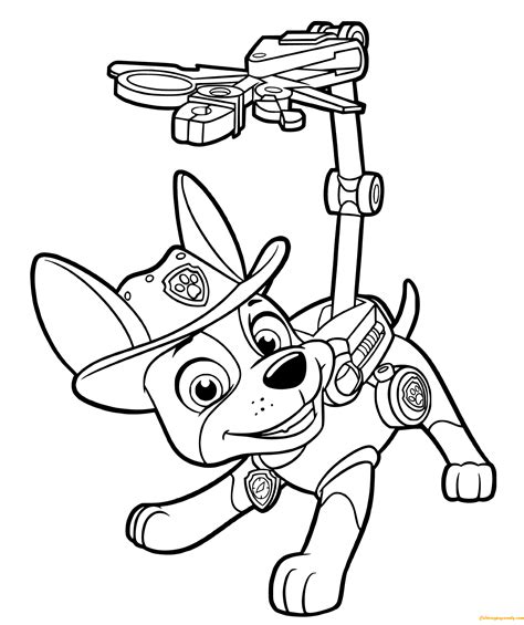 Coloring pages for paw patrol (cartoons) ➜ tons of free drawings to color. Paw Patrol Tracker Coloring Pages - Cartoons Coloring Pages - Free Printable Coloring Pages Online
