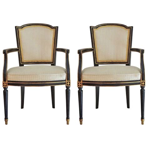 Pair Of Maison Jansen Arm Dining Chairs At 1stdibs